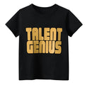 Black men's loose fit T-shirt with geometric pattern print and short sleeves