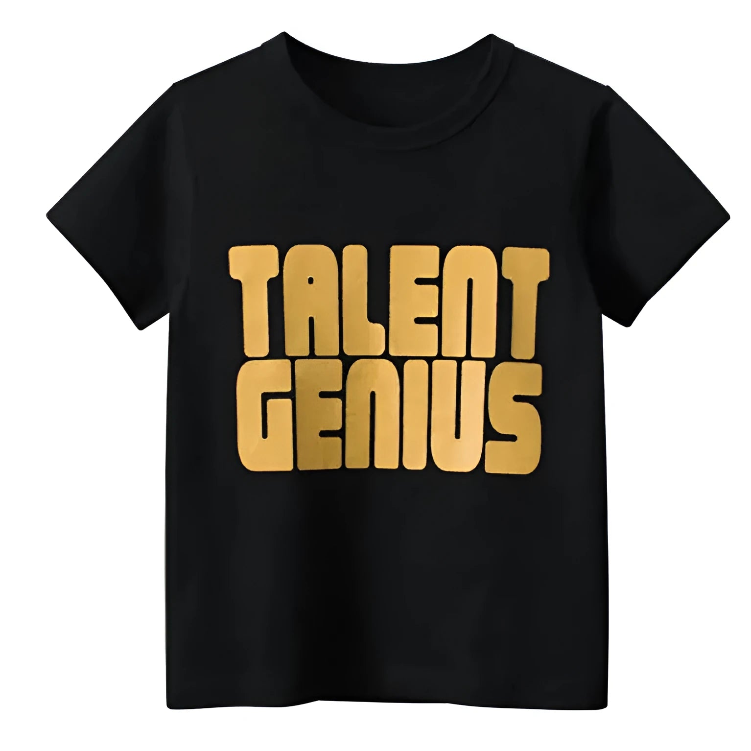 Black men's loose fit T-shirt with geometric pattern print and short sleeves