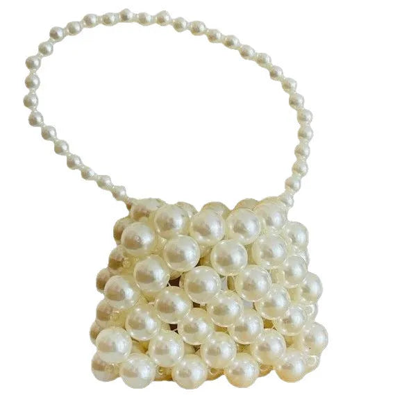 Mini crossbody handbag for women in imitation pearl with geometric pattern, ultralight and antibacterial design