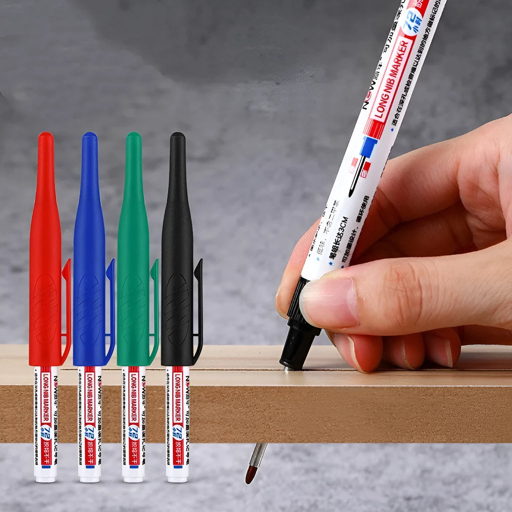 Long-head Quick-drying Waterproof Woodworking Oil Marker Pen with Fine Tip for Timber Marking and Industrial Use in Black Red Blue Green 15.2cm