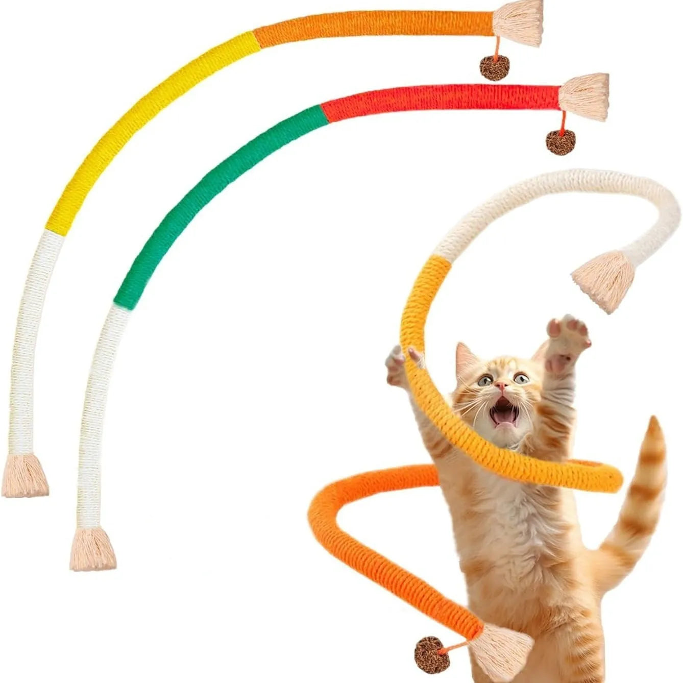 70cm cotton catnip bite rope cat toy in purple, shown on neutral background