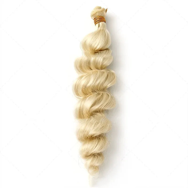 Golden synthetic hair weft wig in 18in, 20in, and 22in lengths for ladies