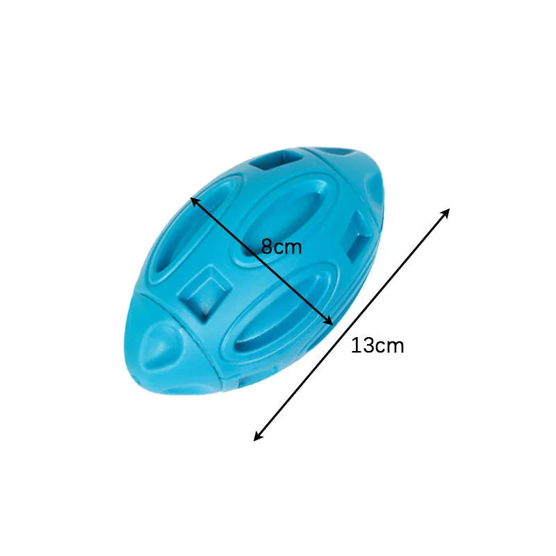 Blue green orange squeaky rubber chew ball dog toy for aggressive medium large breed chewers