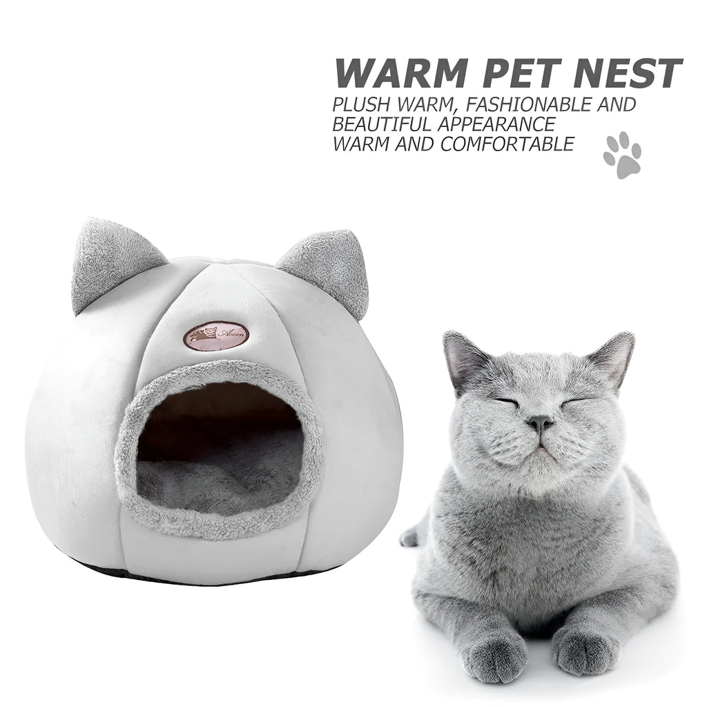 Winter cat nest fully enclosed sofa bed in plush fabric, large size, for indoor use