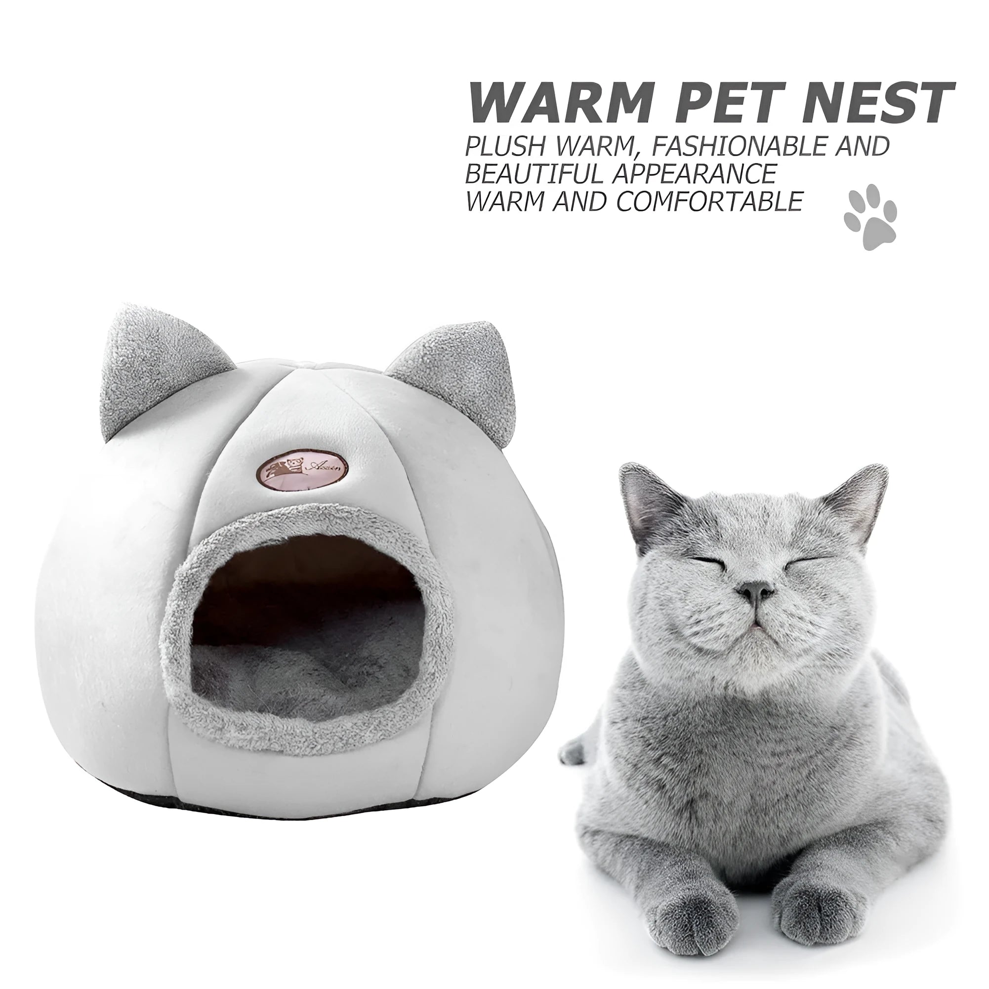 Winter cat nest fully enclosed sofa bed in plush fabric, large size, for indoor use