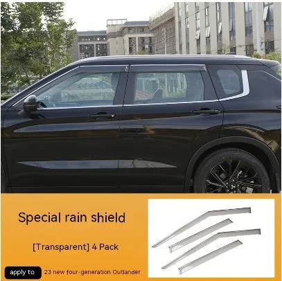 Mitsubishi Outlander side window deflectors rain guards exterior modification accessories black warrior style