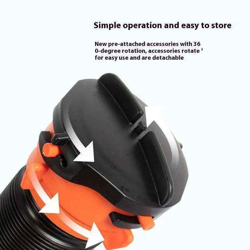 PP 90 degree sewage hose rotary elbow joint on black background showing hose and connector option