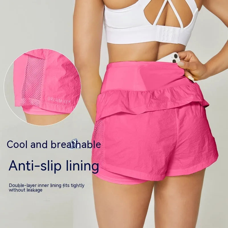 Women's cotton blend quick-dry fitness shorts in loose casual style