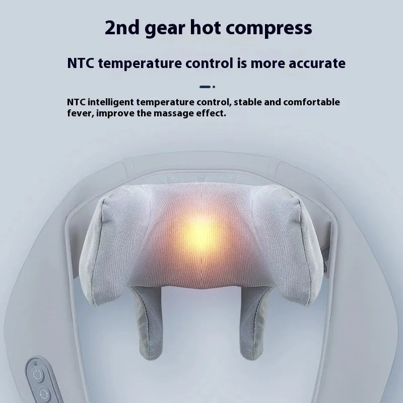 Gray elastic fabric multifunctional neck back waist massager with USB rechargeable 1500mAh battery and infrared physiotherapy