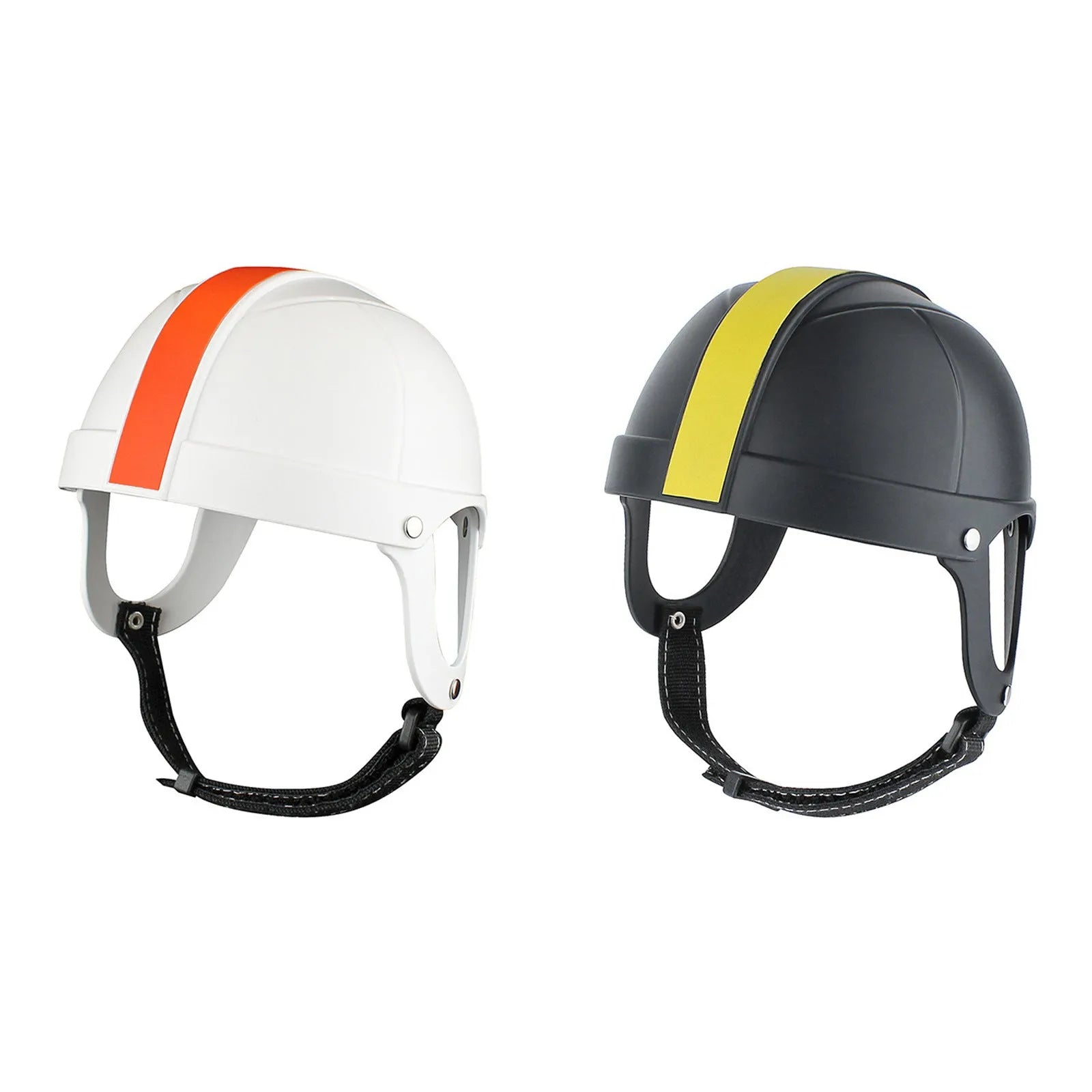 Pet Ride motorcycle safety helmet for dogs and cats in black and yellow, side view