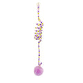 Kitten toy with hanging bell stick and inflatable ball attached by suction cup, available in blue, green, purple, red, or yellow