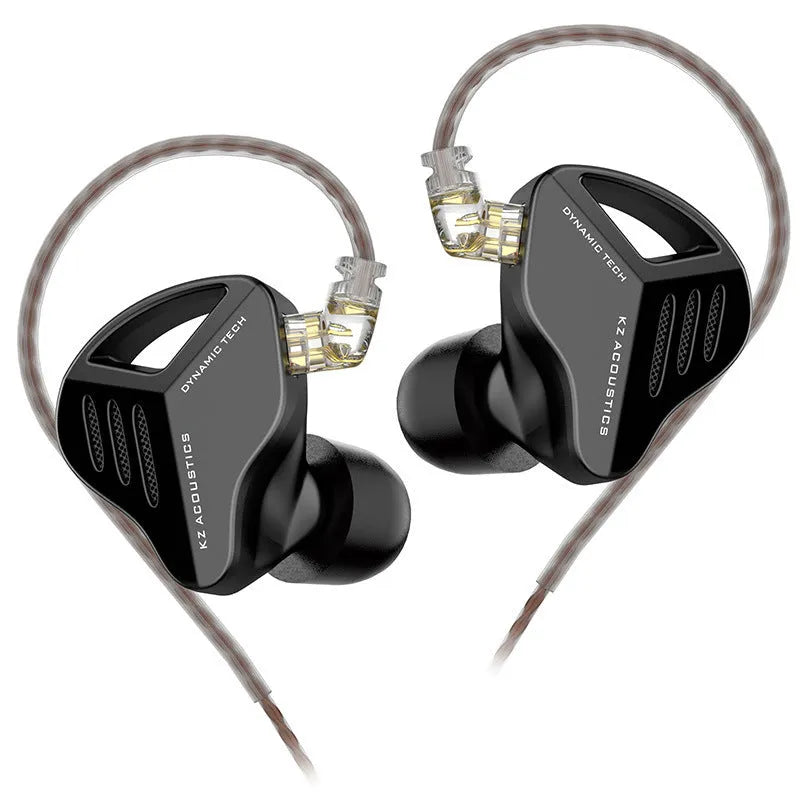 KZ ZAX in-ear headphones with hybrid ring iron driver, L-bend 3.5mm plug, and 1.25m cable