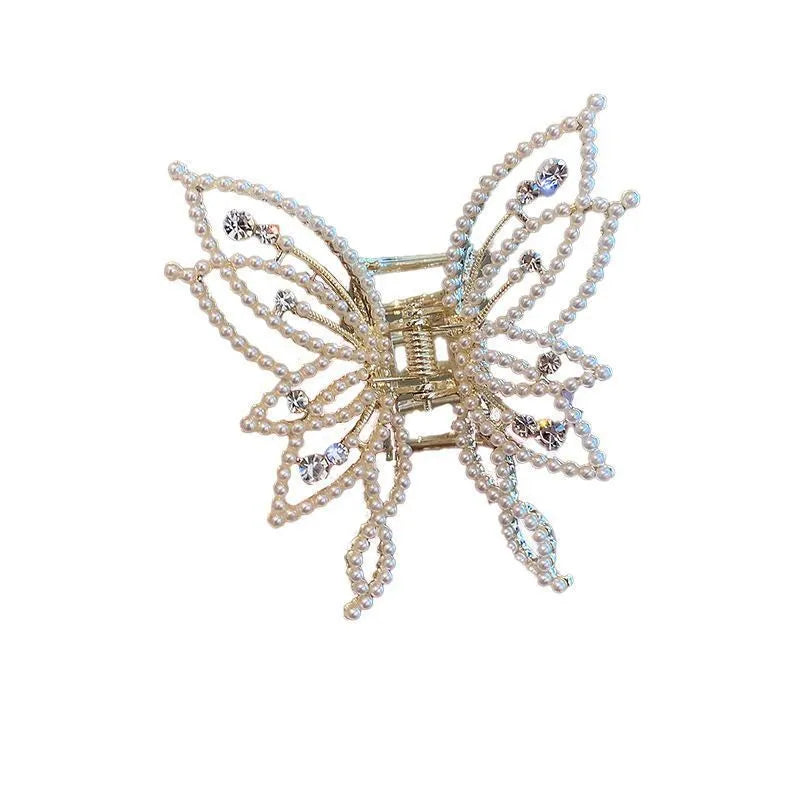 Butterfly hair barrette clip with alloy construction and electroplating finish