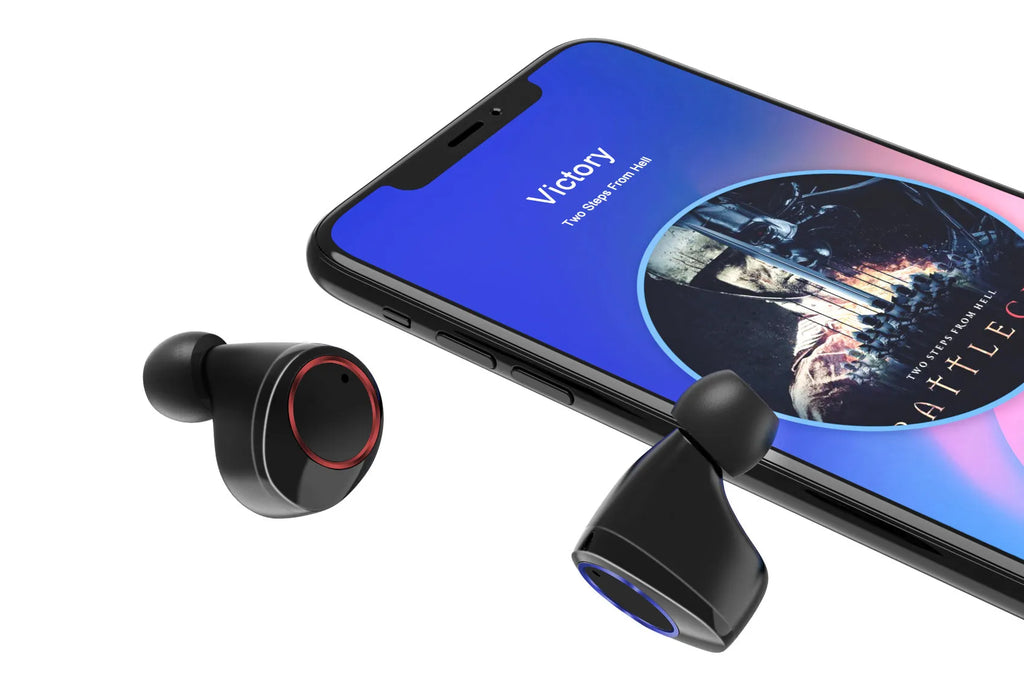 X11 Bluetooth wireless earbuds in black with charging case and multiple ear tip sizes
