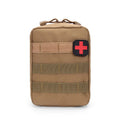 Tactical medical accessory bag in nylon fabric with hook and loop fastener, dimensions 15cm by 21cm by 11cm