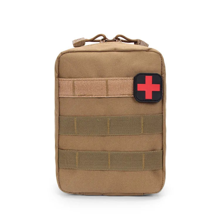 Tactical medical accessory bag in nylon fabric with hook and loop fastener, dimensions 15cm by 21cm by 11cm