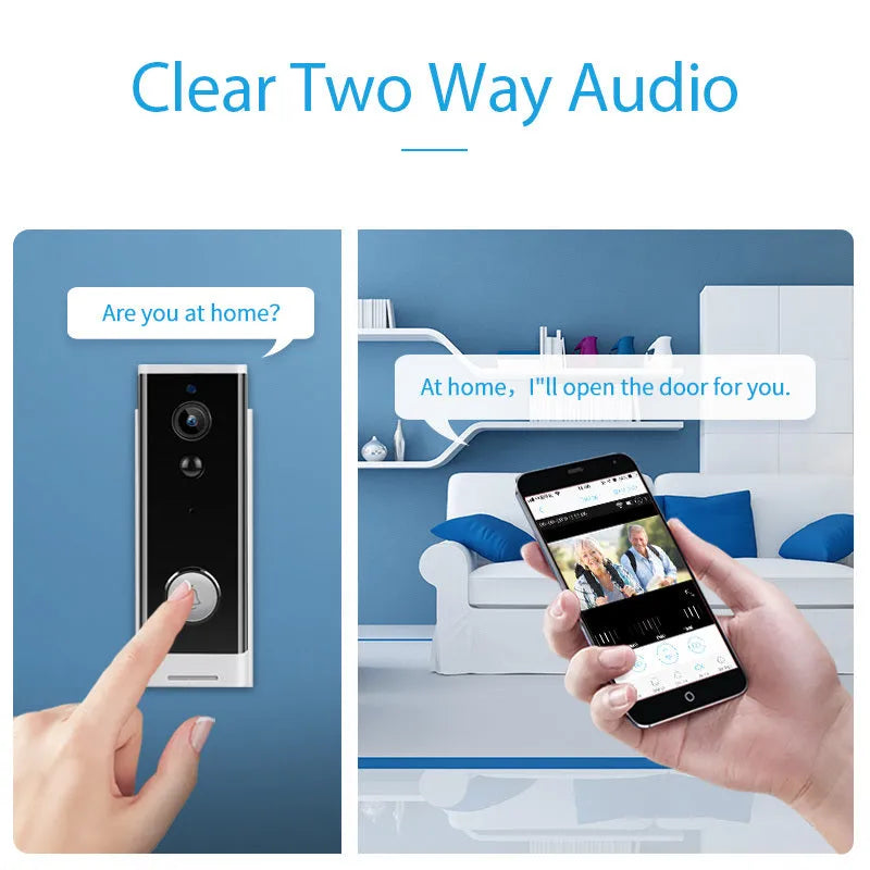 White wall-mounted network wireless video intercom camera with 1080p resolution and 2.8mm lens for mobile phone remote monitoring