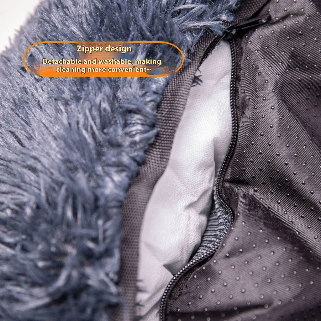 Winter thickened thermal pet mat for car seats in dark grey and beige colour options