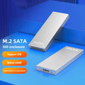 USB 3.0 M.2 SSD enclosure in aluminium alloy, black colour, on a table with USB cable