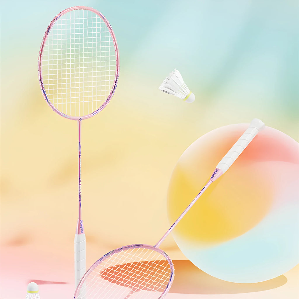 K520pro ultra light all carbon fibre badminton racket in black with pink lines