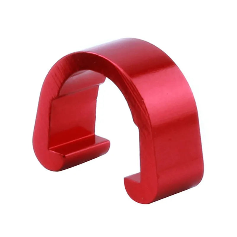 Pack of ten small aluminium alloy C-shaped buckles in assorted metallic colours on a white background.