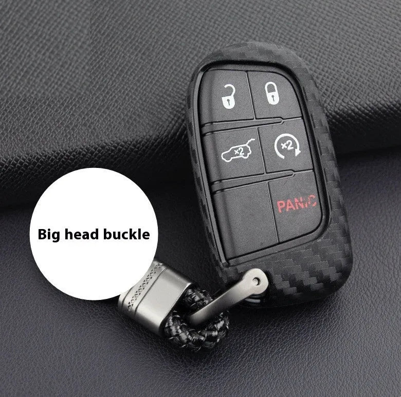 Silicone car key case with carbon fibre texture for Dodge Chrysler Fiat remote keys