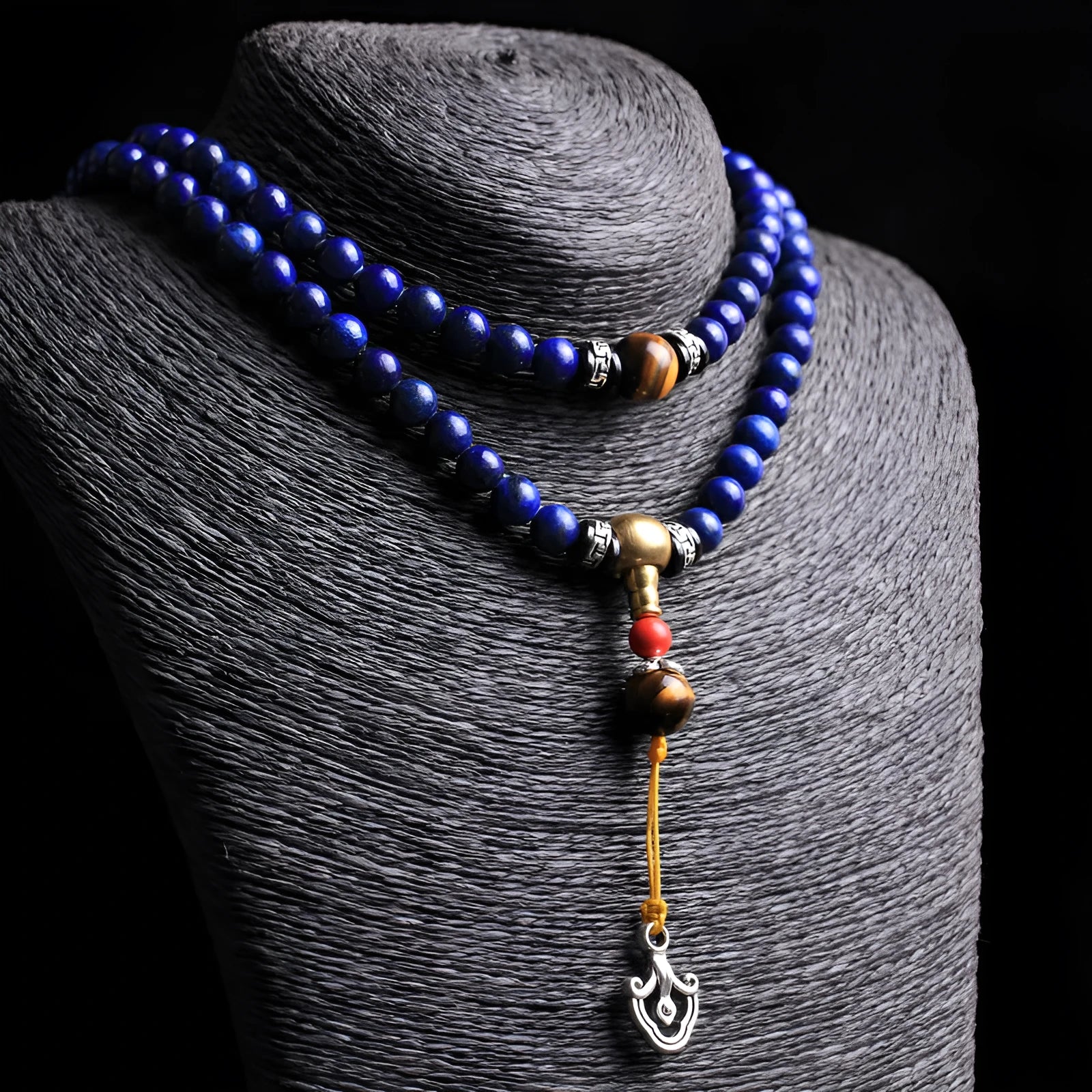 Natural Lapis Lazuli 108 bead bracelet unisex style 6mm or 8mm beads with animal and zodiac design