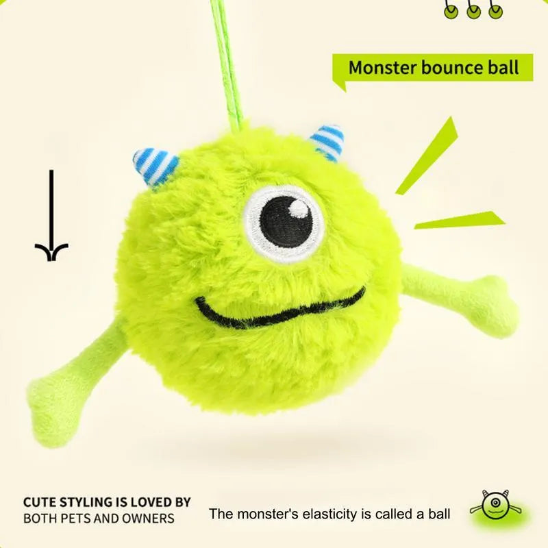 Green interactive dog teething toy ball with sound, 12cm diameter, plush and TPR construction
