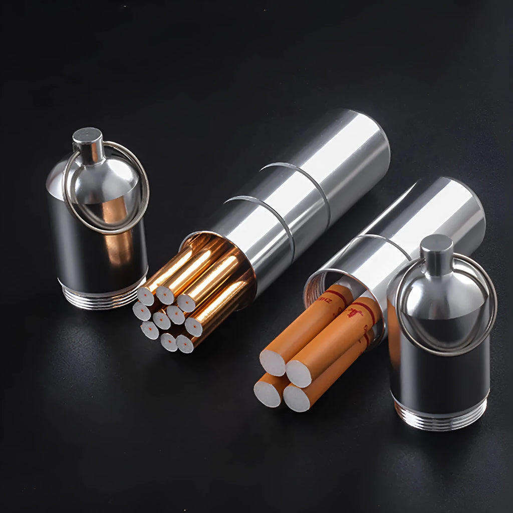 Portable waterproof sealed aluminium alloy medicine box in silver 87mm size with lid closed