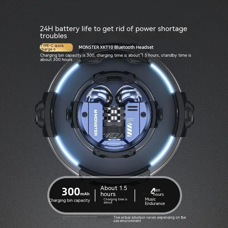 Radio competition in-ear Bluetooth headset in emerald colour, low latency for e-sports gaming