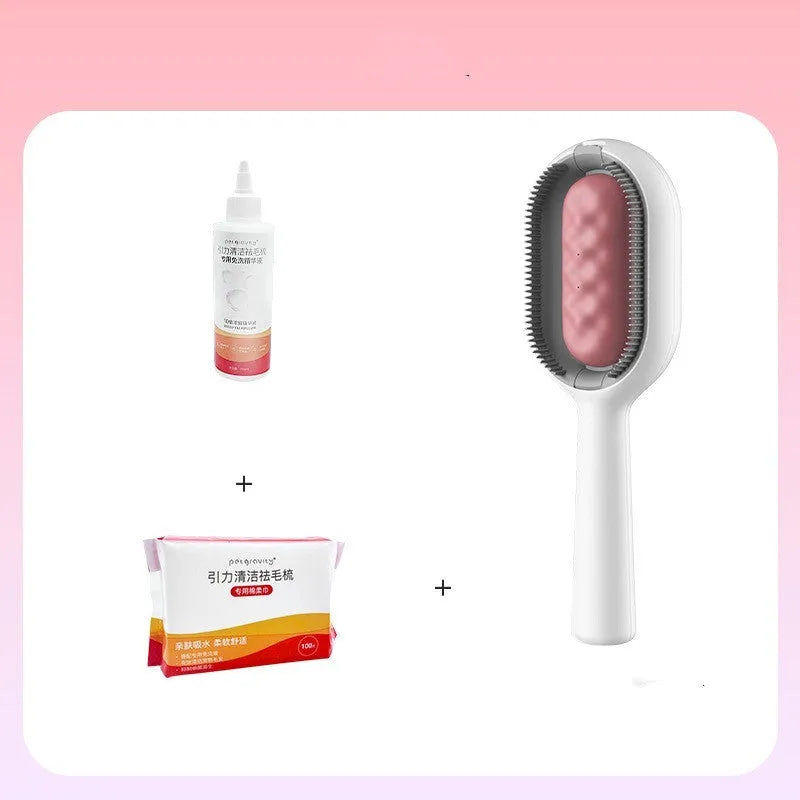 Large ABS silicone dog hair comb for pet grooming with essence and napkin included