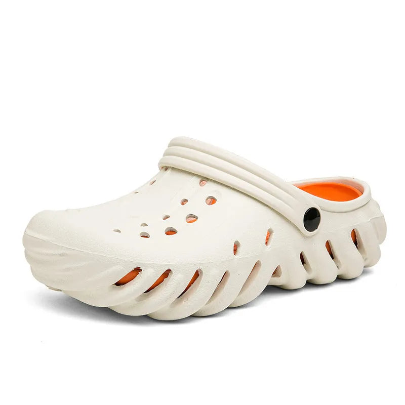 Men's EVA hollow-out slipper sandals with round toe and non-slip soles in four colour options