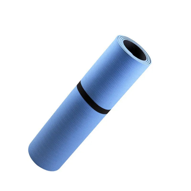 Blue conductive grounding yoga mat with flower pattern, 182cm long with grounding wire