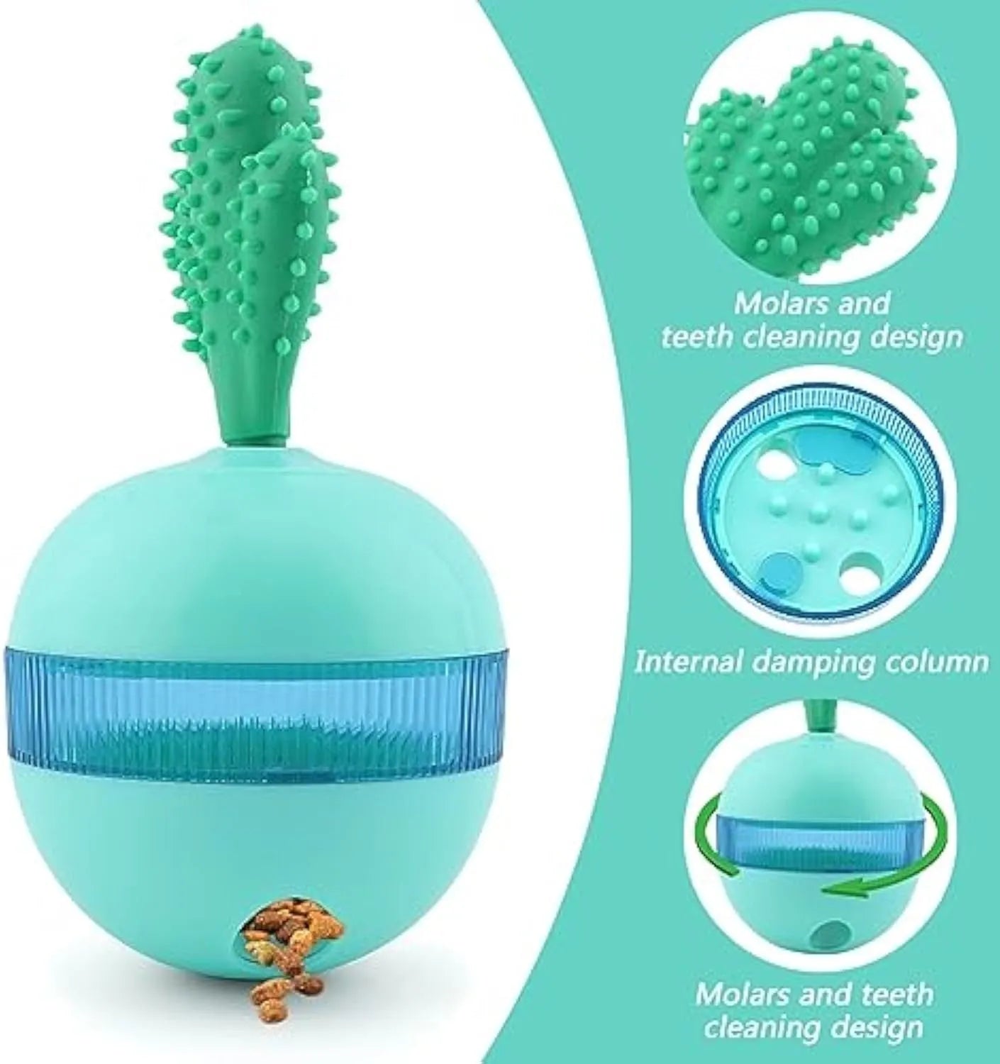 Blue durable rubber treat dispensing dog toy ball for medium large dogs