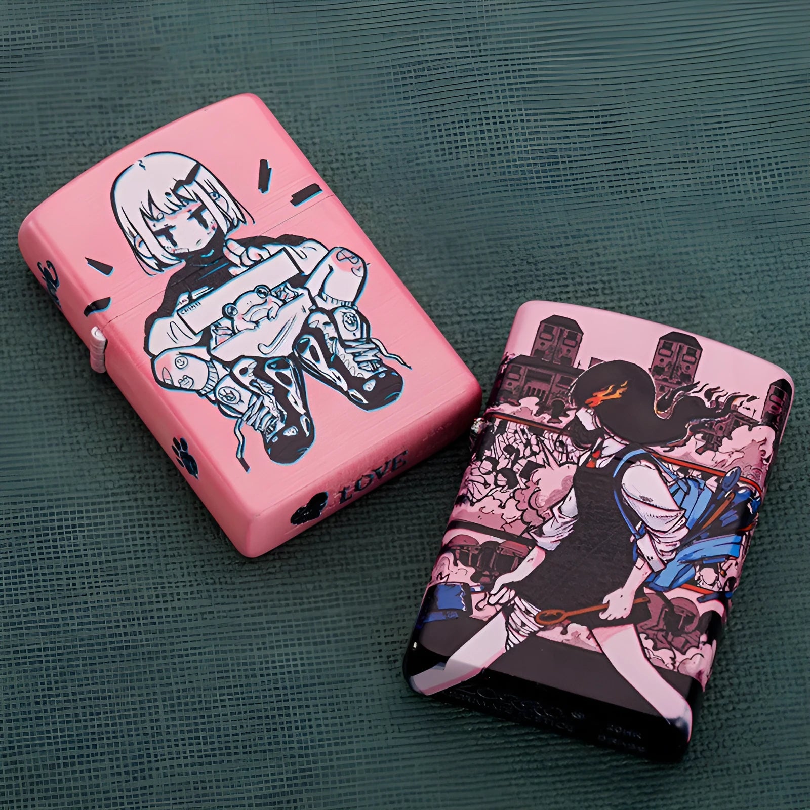 Windproof kerosene lighter with copper case, steel liner, and personalised decorative design options