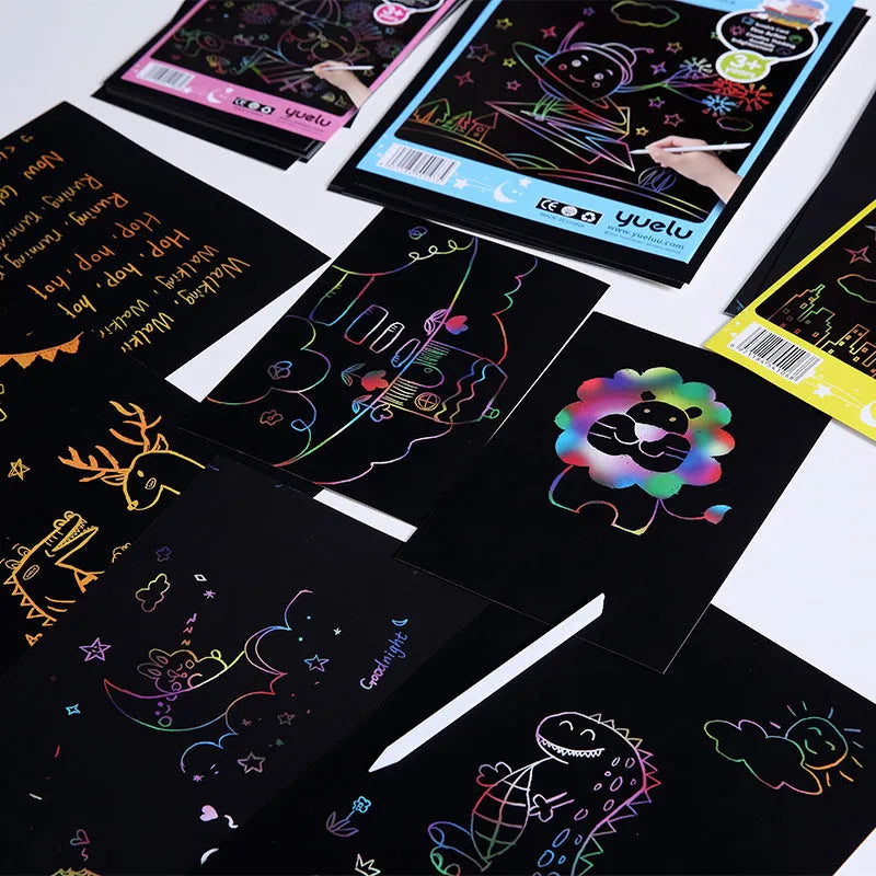 Children's handmade solid colour scraping paper in A4 size with colourful finish, suitable for pigment ink drawing