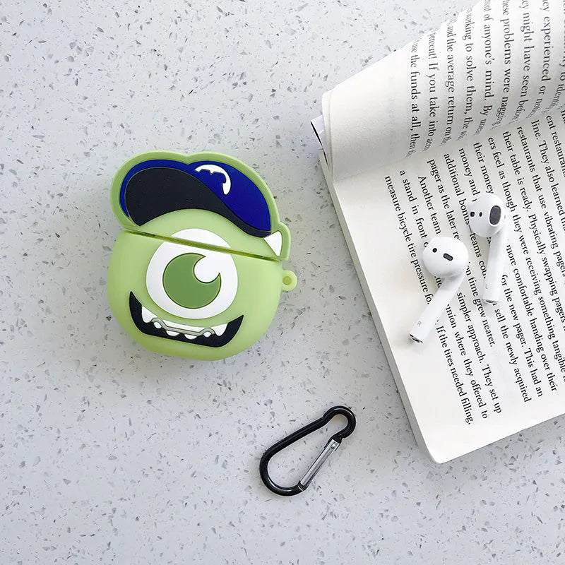 Green silicone case with cartoon animal print for AirPods 1 and 2 generation charging case