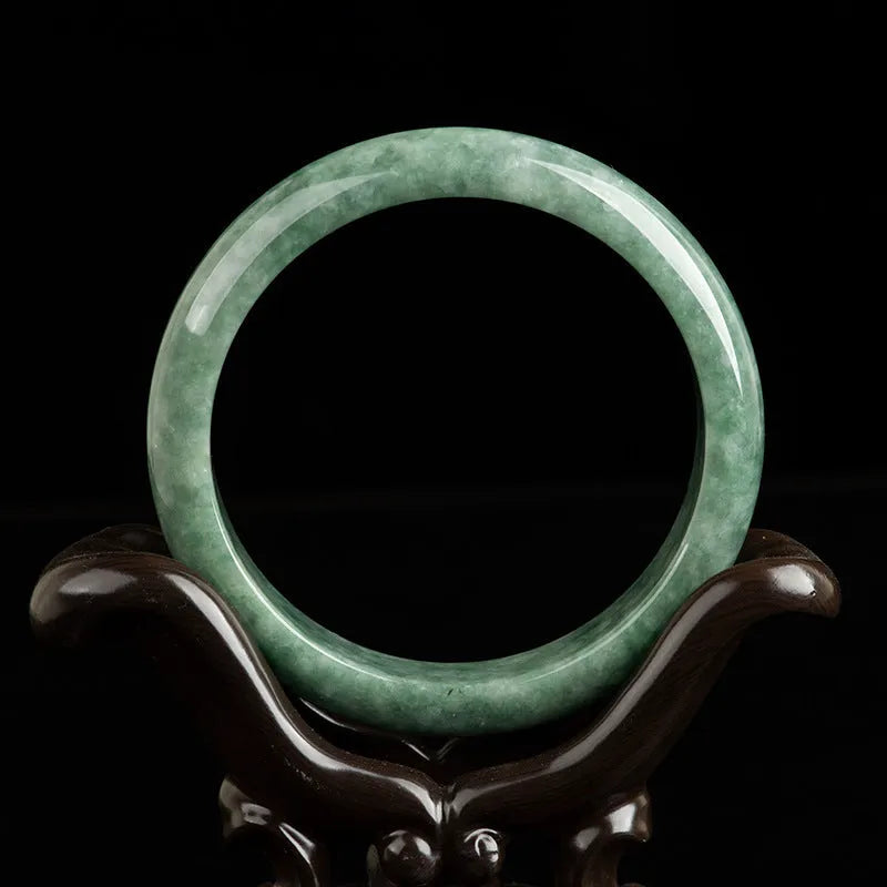 Natural emerald bean green ring bracelet for women simple style with certificate and gift box