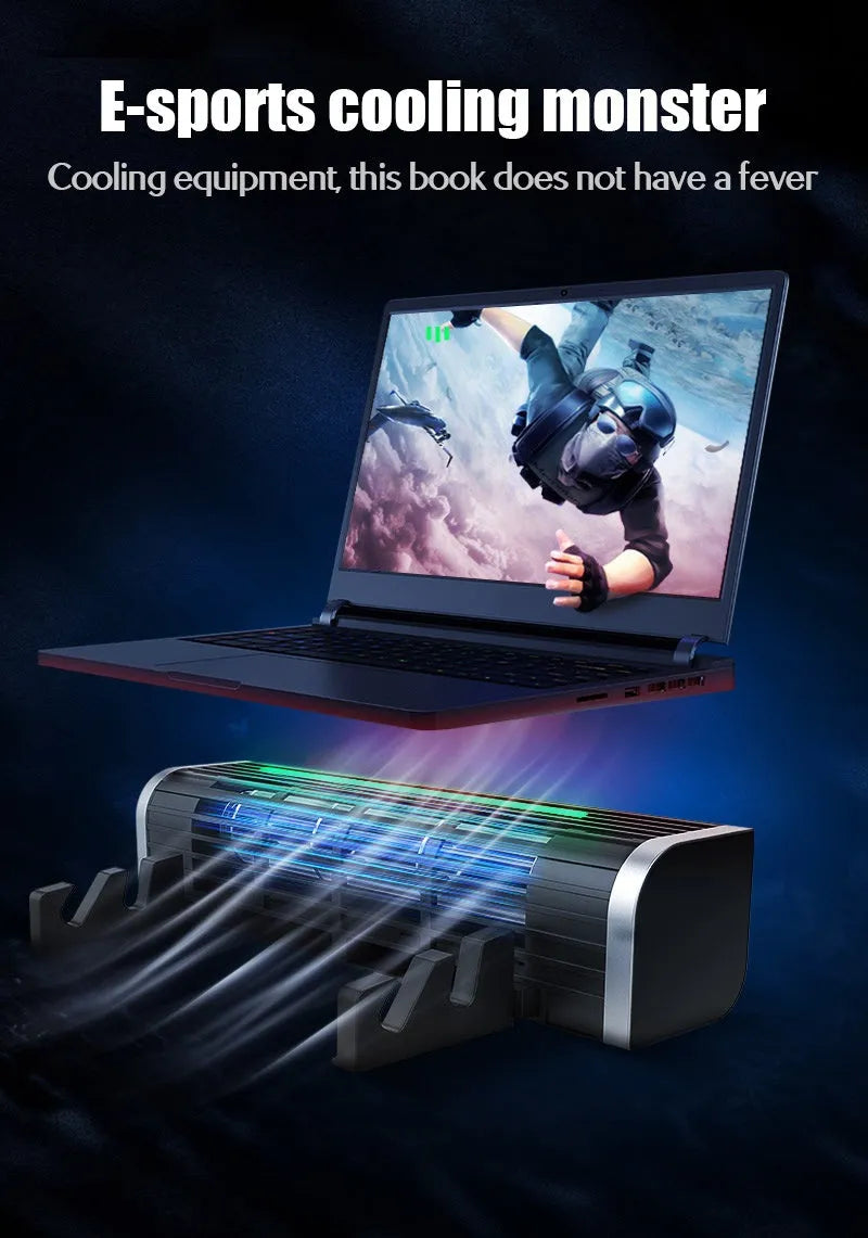 Black notebook cooling stand with dual USB fans measuring 294mm long