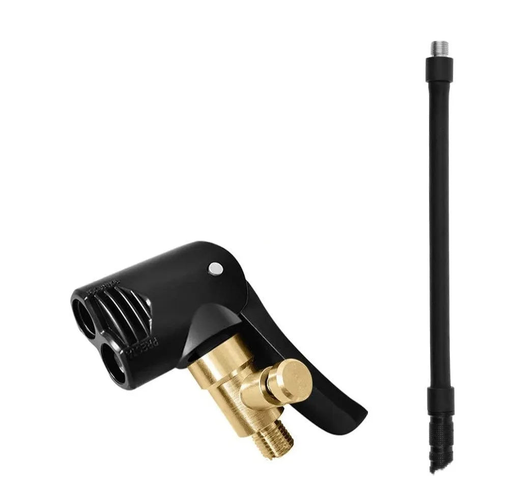 Vehicle air conversion inflatable chuck two-in-one nozzle with 16cm hose and two connectors