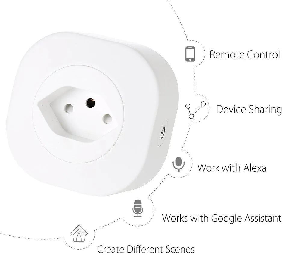 Wi-Fi smart socket plug with voice control, 3520W rating, 70x70x72mm dimensions