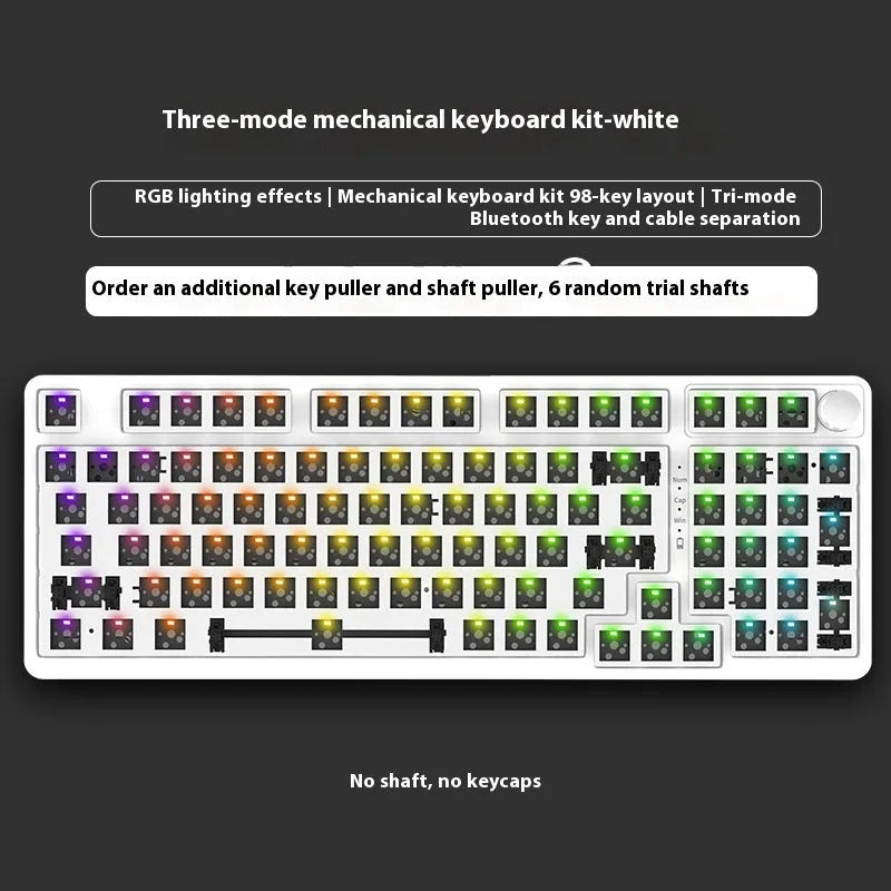 98-key wireless mechanical keyboard kit with display screen options and metal control knob