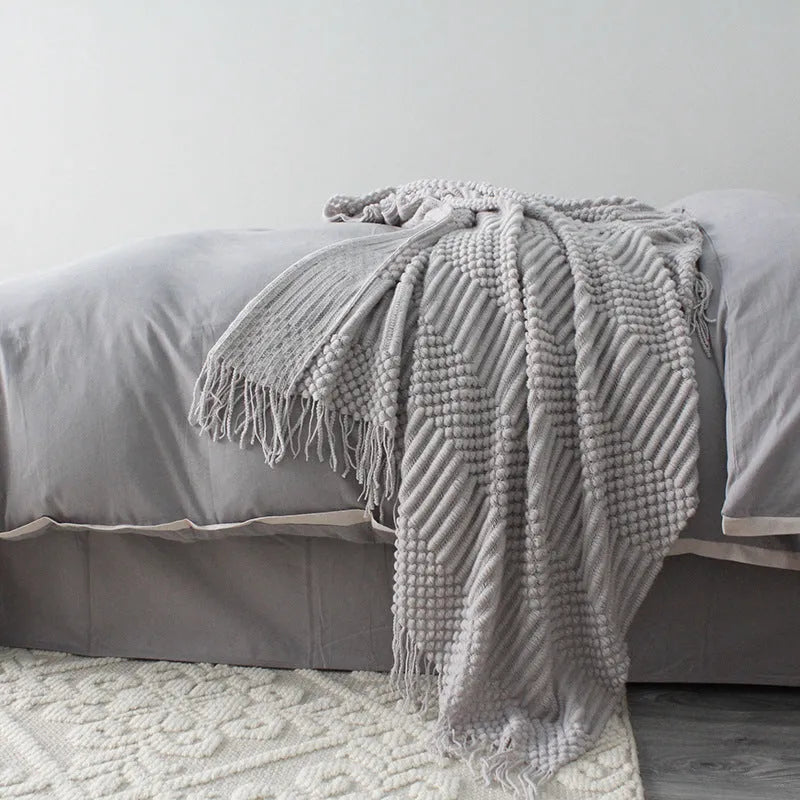 Small polyester fibre nap blanket 127x170cm in dark grey, khaki, or light grey