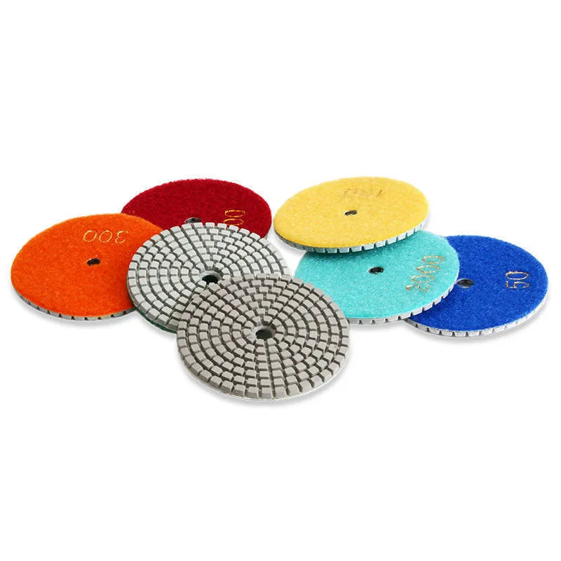 Set of 10 emery stone polishing pads 80mm diameter with 10mm centre hole for granite marble concrete restoration