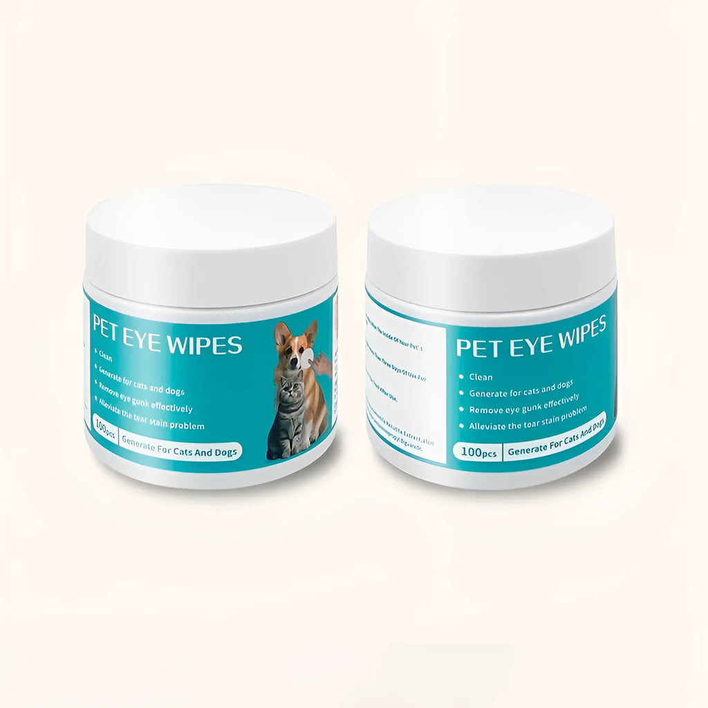 Pet disposable cotton cloth eye cleaning wipes in a can, 100 pieces, with aloe vera and chamomile