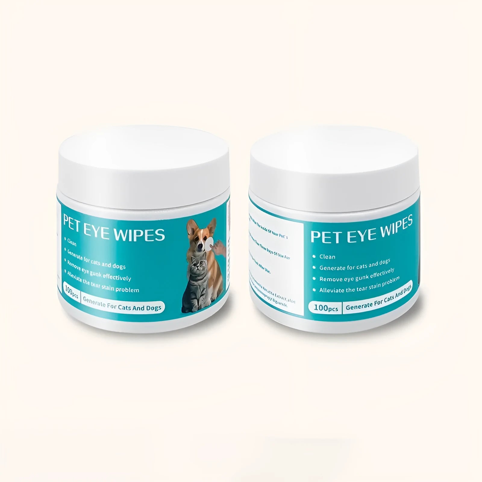 Pet disposable cotton cloth eye cleaning wipes in a can, 100 pieces, with aloe vera and chamomile