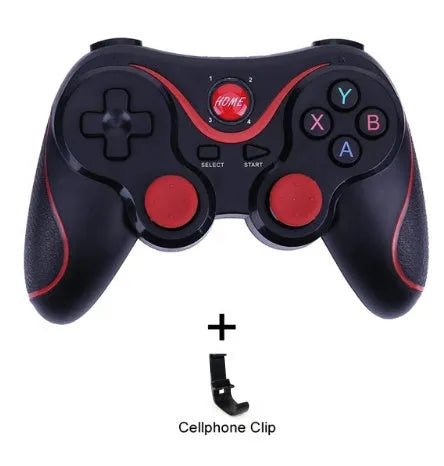 X3 Bluetooth wireless game controller for Android phones with optional mobile phone clip attachment