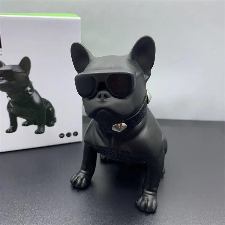 Mini full body bulldog Bluetooth speaker in black, red, or white colour with wireless connectivity