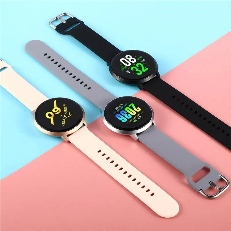 Ultra-thin waterproof smart health bracelet with 1.3-inch touchscreen display on silicone wristband