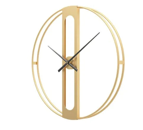 Round metal wall clock with 50cm diameter in black or gold colour options